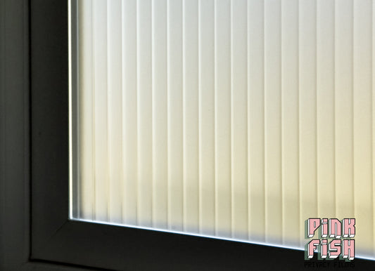 frosted reeded window film on bathroom window