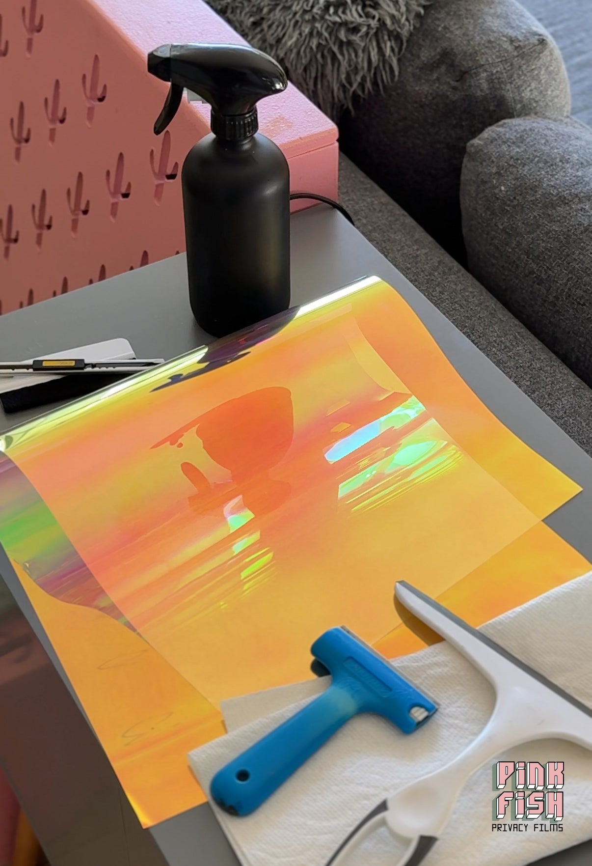 Blue Iridescent Reflective Privacy Film